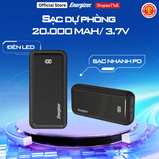 Sạc dự phòng Energizer 20000mAh/22.5W - tích hợp 4 cổng sạc ra, sạc nhanh 2 chiều cổng USB-C, bảo hành chính hãng 1 năm