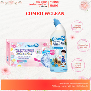 Combo WCLEAN Viên sạch bồn cầu CleanZ 12 viên và 01 Chai sạch bồn cầu CleanZ - Tặng kèm 2 bàn chải đánh kẽ