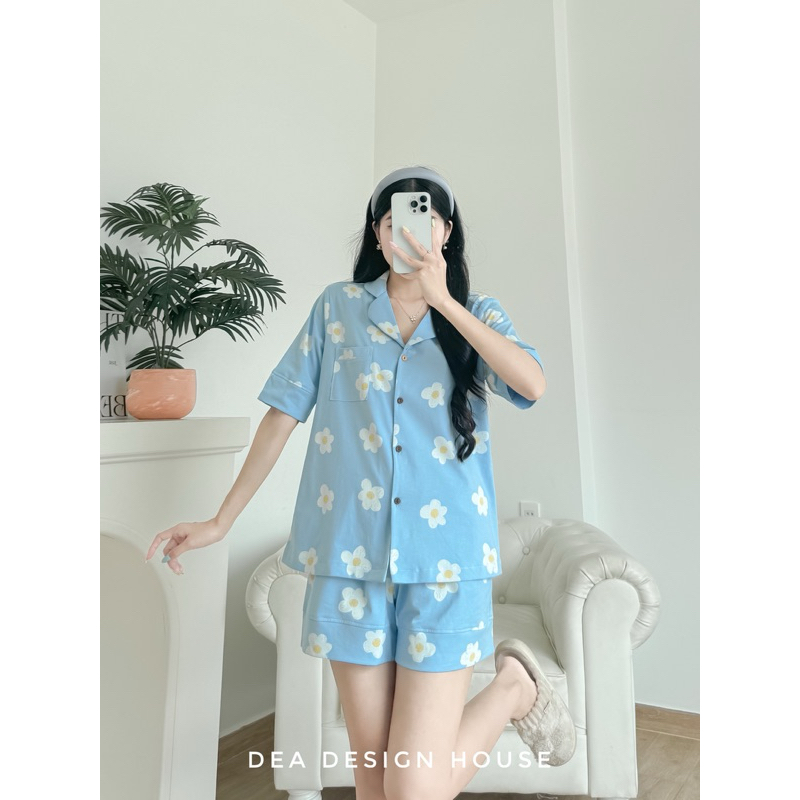 Pyjamas dáng rộng chất cotton thấm hút nữ bốn mùa cho nữ hàng thiết kế
