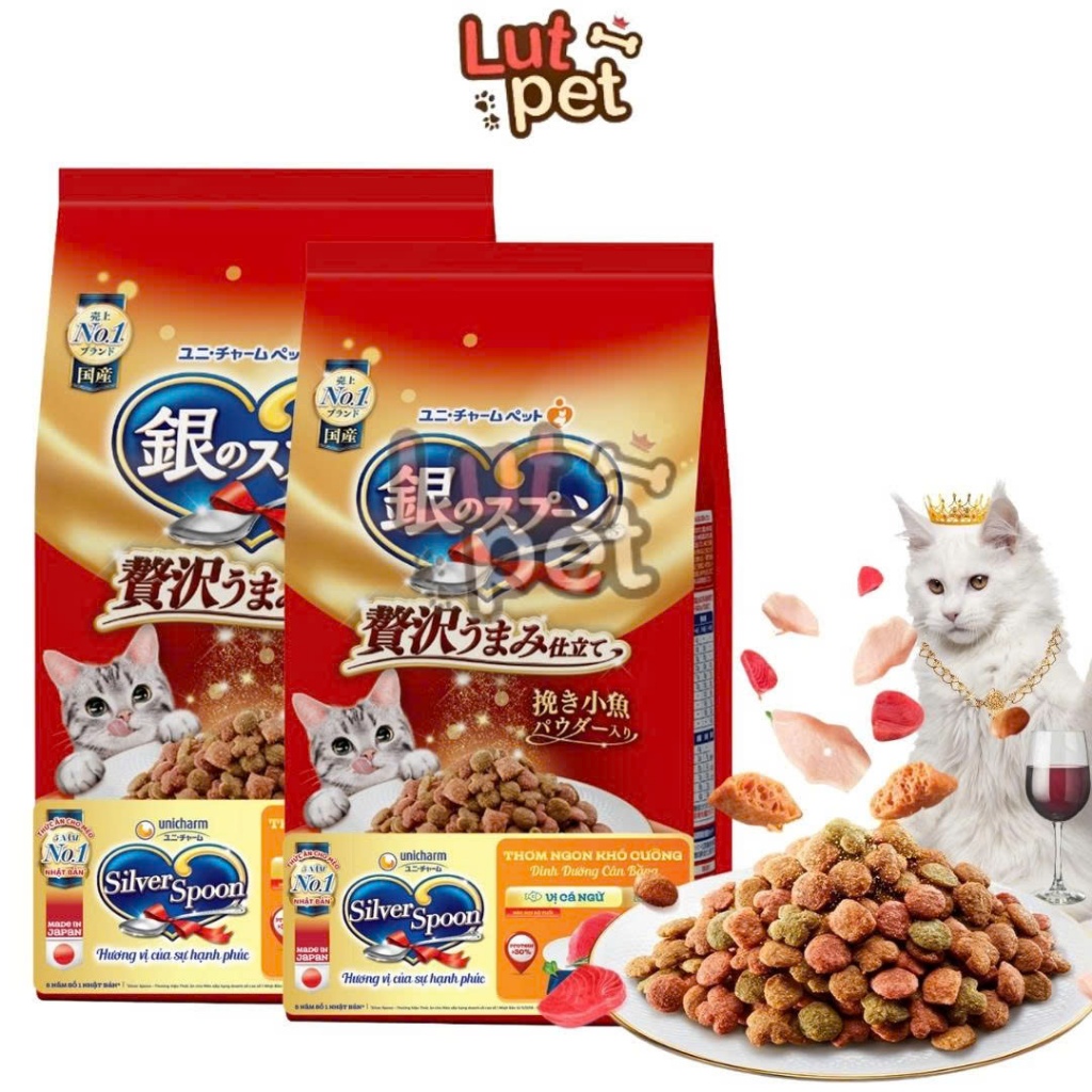 Hạt thức ăn cho mèo Silver Spoon hỗ trợ tiêu hóa, thận phù hợp với mèo mọi lứa tuổi (1KG) - lutpet
