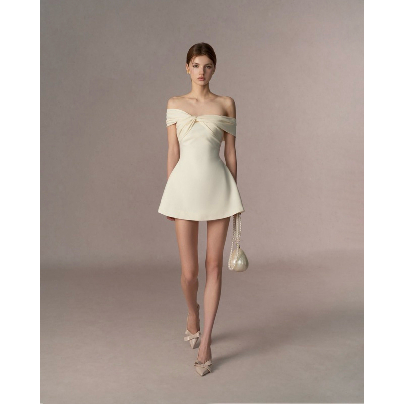  đầm bẹt vai dáng xoè - Leena dress - RED BEAN 