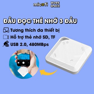  Đầu Đọc Thẻ Nhớ SD TF Micofi Đầu Đọc Thẻ Nhớ Đa Năng 3 Cổng Lightning Type C USB 2.0 Tốc Độ Truyền 480 MBps 