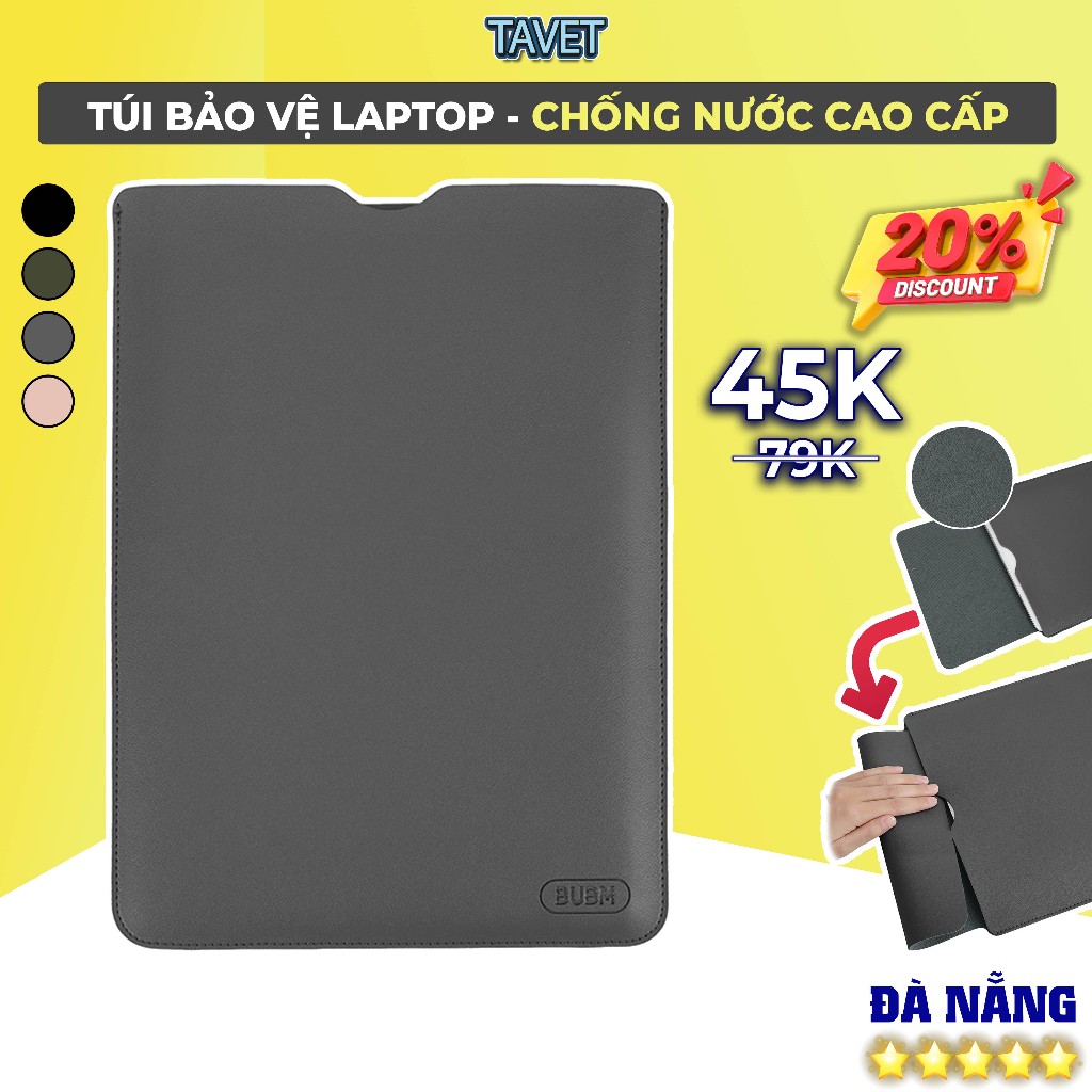 Túi Bảo Vệ Chống Sốc MacBook Air/Pro, Asus, Acer 11.6, 13.3, 14, 14.6 Inch – Bao Da PU Cao Cấp Tavet