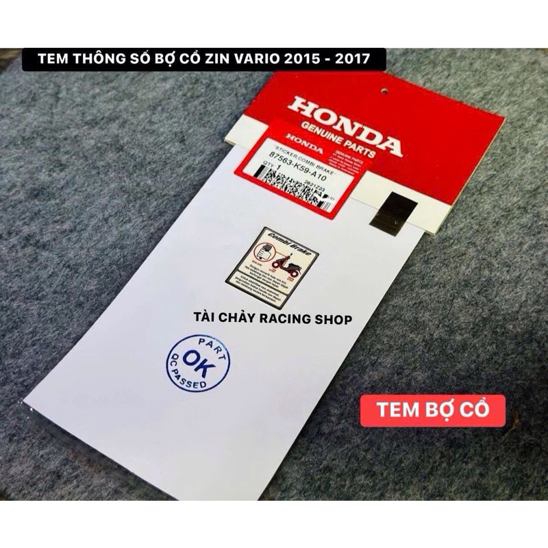 [ 1 MIẾNG ] TEM THÔNG SỐ BỢ CỔ ZIN VARIO 2015 - 2017 CHÍNH HÃNG