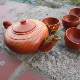 Ấm chén gỗ hương bộ ấm trà gỗ nguyên khối
