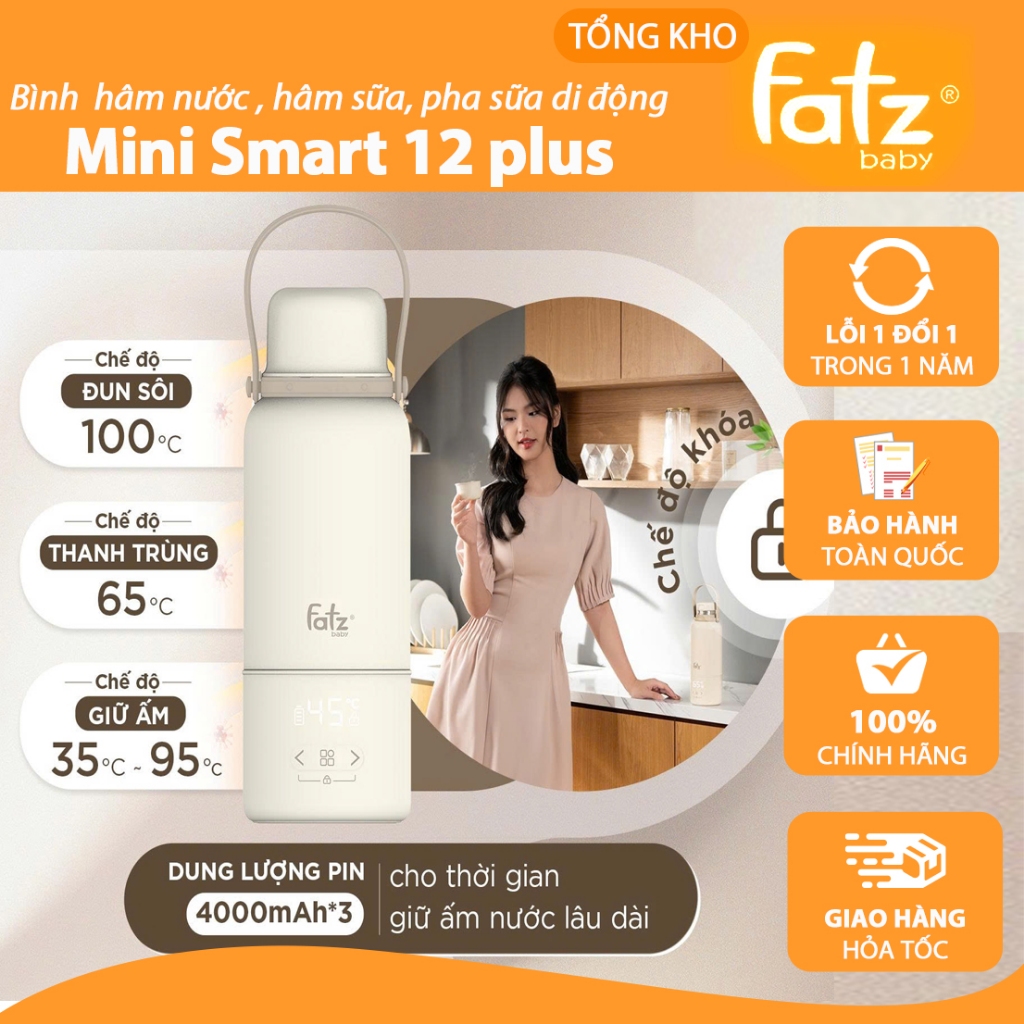 Bình đun và hâm nước pha sữa di động Mini Smart 12 Plus - Fatz Baby FB3632FD ( Mini smart 3, Mini Sm
