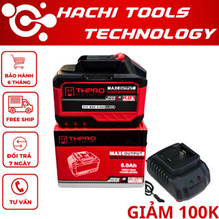 Pin THPRO Chính Hãng 15 Cell Vỏ chống cháy và va đập cho máy khoan và máy siết,  Chân pin phổ thông 4cm, Điện áp 21V 6Ah