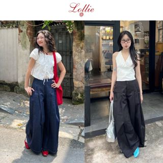  LOLLIE STUDIO - Quần dài nữ ống rộng culottes Skirt Culottes Lolliemade TKQ45 jean ống xuông chất liệu demin mềm mại 