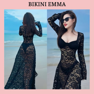  BIKINI EMMA Set Bikini Ren 3 Món Đi Biển Xẻ Tà Tôn Dáng Bikini Maxi Hot 