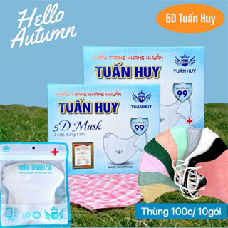  Thùng 200 Chiếc Khẩu Trang 5D TUẤN HUY Chính Hãng 3L Kháng Khuẩn Chống Nắng Chống Tia UV Ngăn Ngừa Bụi Mịn BVSK 