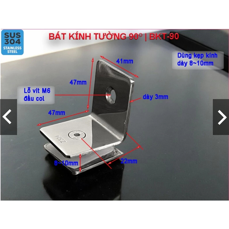 kẹp kính tường phòng tắm, pass u inox 304 loại dầy chất lượng cao