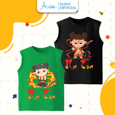 [HÀNG MỚI VỀ]Áo BA LỖ in hình NA TRA, áo thun ba lỗ ILOVE chất COTTON mềm mịn, thoáng mát dành cho bé trai 10-32kg