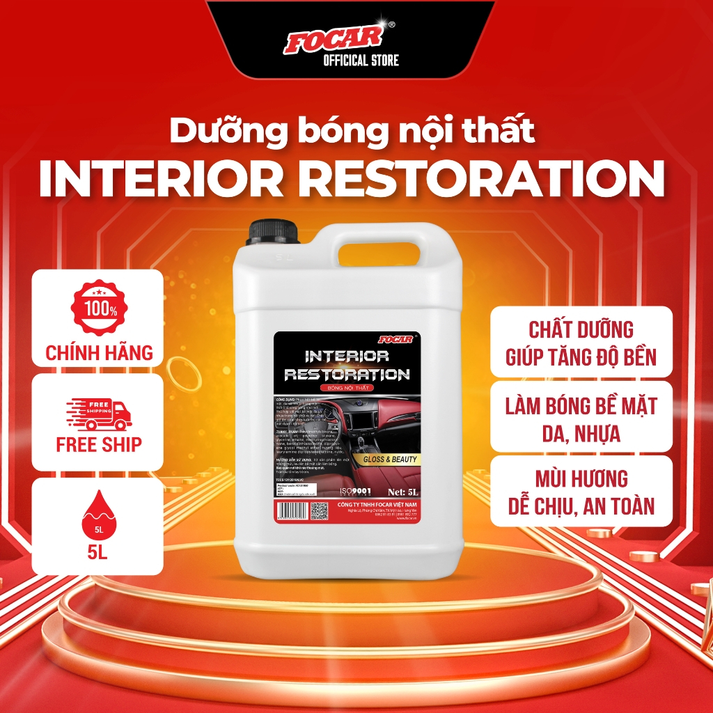 Dung dịch dưỡng bóng nội thất ô tô Focar Interior Restoration 5L