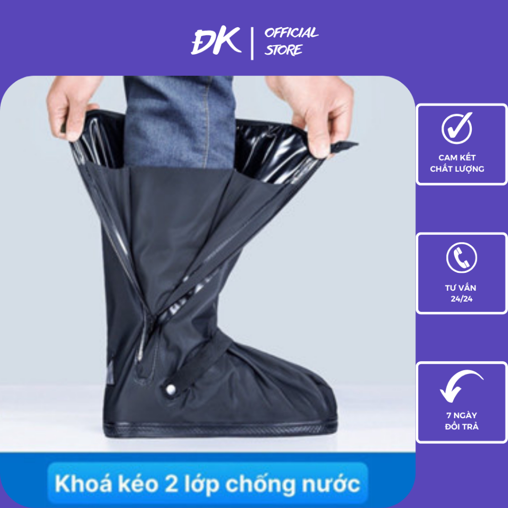 Ủng Đi Mưa, Bọc Nilon Đi Mưa Có Khóa Kéo 2 Lớp Chống Thấm Gia Dụng ĐK