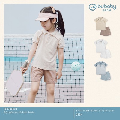Bộ ngắn tay cổ Polo Ponie Bubaby cho bé từ 6 tháng đến 5 tuổi