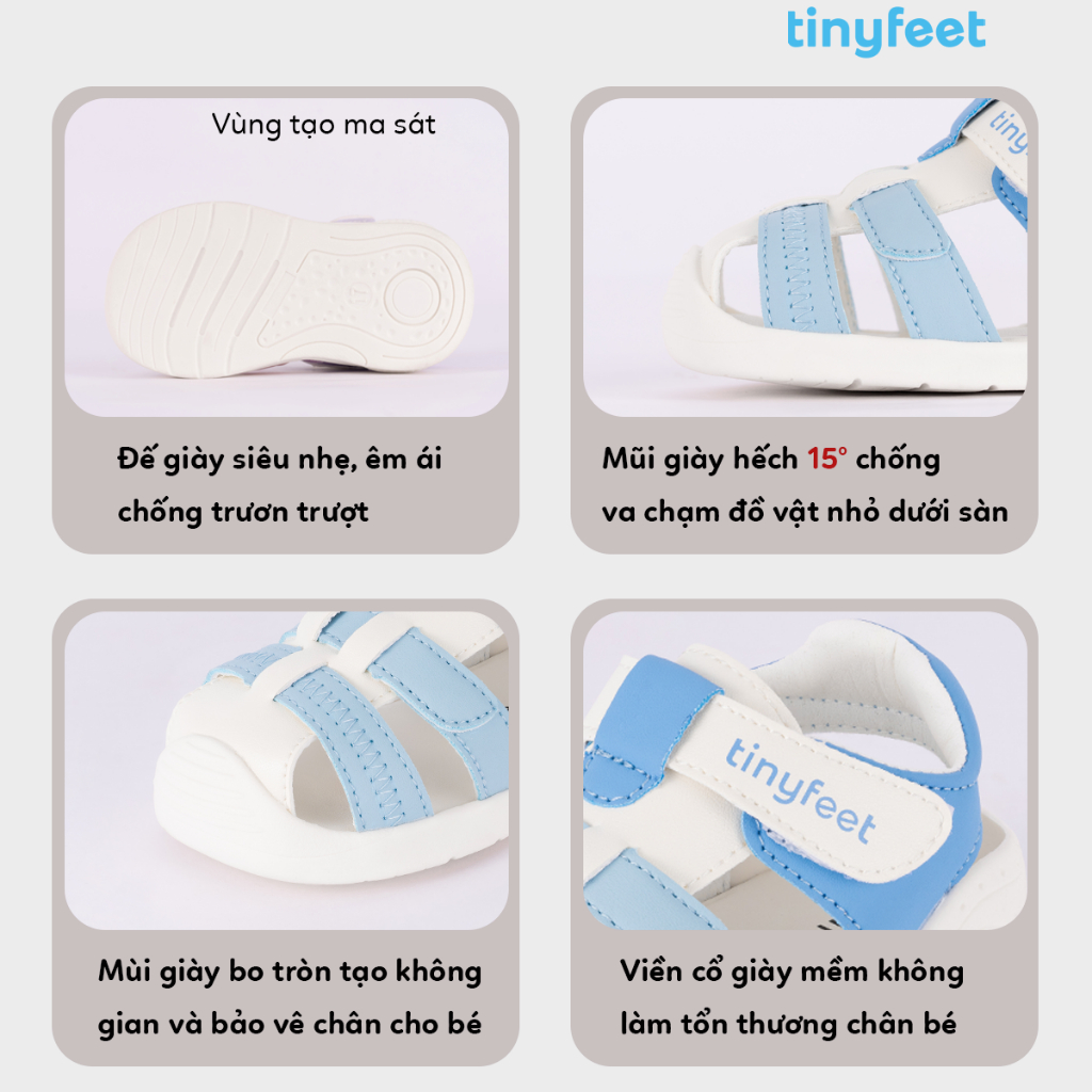 Sandal Tập Đi Cho Bé Siêu Nhẹ TINYFEET TN04 Dép Tập Đi Cho Bé Trai Bé Gái 1 Tuổi 2 Tuổi 3 Tuổi | BigBuy360 - bigbuy360.vn