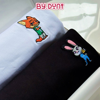 Áo THÊU đôi BY.DUNI thun nam nữ form rộng Local Brand unisex, áo cặp bạn thân cotton THỎ VÀ CÁO