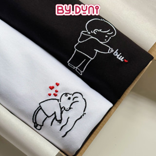 Áo thun THÊU cặp đôi BY.DUNI form rộng LocalBrand tay lỡ unisex, áo cặp bạn thân vải cotton BABY BIU