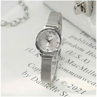 Đồng Hồ Nữ Chính Hãng GEDI  Mặt Tròn Dây Kim Loại Lưới Chống Nước Thời Trang 6323.