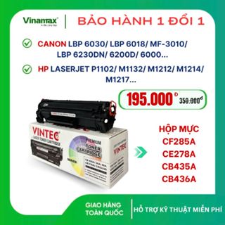   HỎA TỐC  Hộp mực máy in Canon LBP 6000  6230  6030  3250 HP P1505  M1120 mã CB436A  V-TECH đã có sẵn mực in đậm nét 