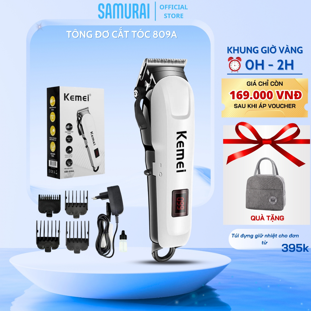 Máy Cắt Tóc Không Dây Kemei 809A - Siêu Mạnh, Lưỡi Sắc, Dễ Dùng Cho Gia Đình và Trẻ Em Thoải Mái.