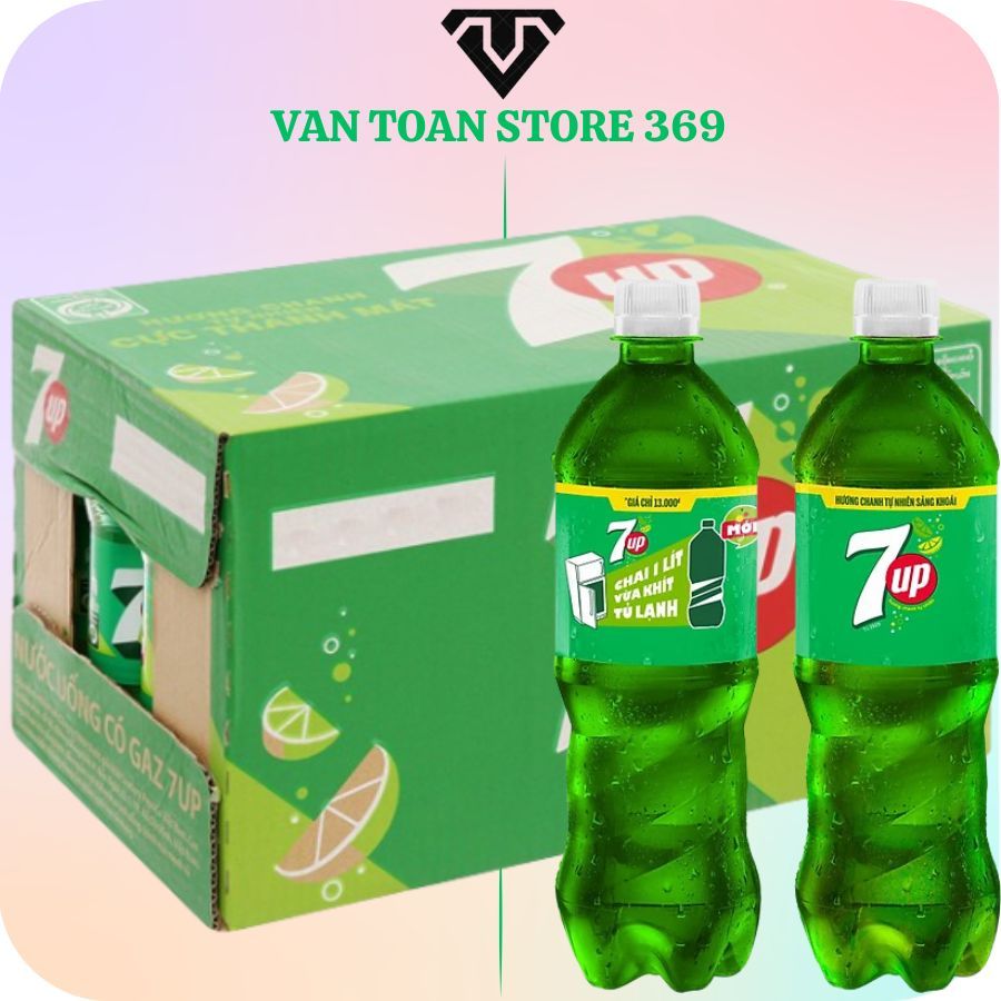 Nước ngọt có ga 7UP chanh có đường chai 600ml