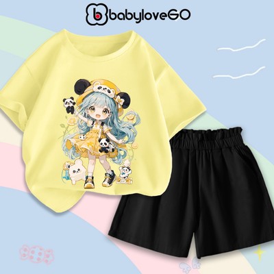 Bộ quần áo bé gái BabyloveGO set đồ mùa hè cực xinh chất cotton mềm thoáng cho bé