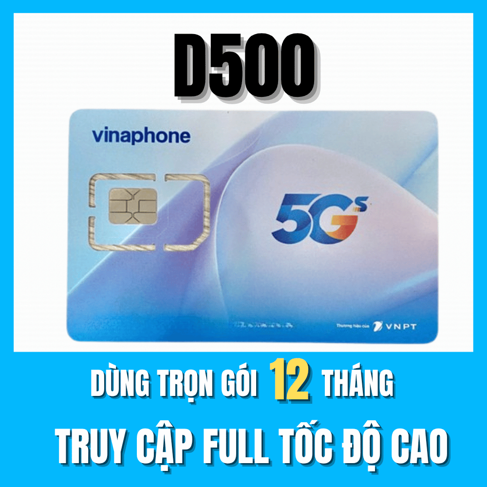 Sim Vina Trọn Gói 1 Năm Sim 4G Vinaphone Khuyến Mại Khủng 500GB/Tháng - Mua 1 Lần Sử Dụng Miễn Phí 1