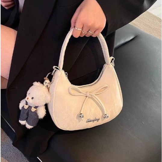 Túi Cầm Tay Nơ Nhung Phong Cách Tây 2025 – Túi Đeo Chéo Thiết Kế Niche Cao Cấp - TXN143