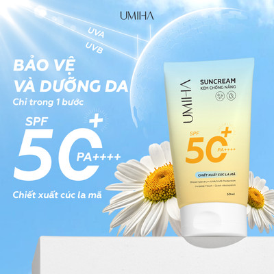 Kem chống nắng UMIHA SPF 50, PA++++ 50ml chiết xuất Cúc La Mã, bảo vệ da dưới tia UVA & UVB phổ rộng