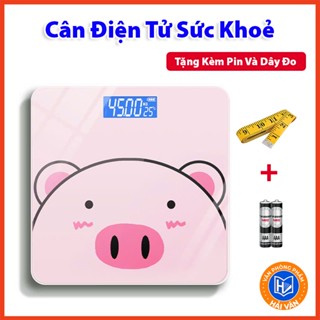 Cân Điện Tử Sức KhỏeHình Heo Hồng Gấu Dâu Dễ Thương, Theo Dõi Cân Nặng Chính Xác , Hiển Thị Pin Nhiệt Độ Bảo Hành 1 Năm