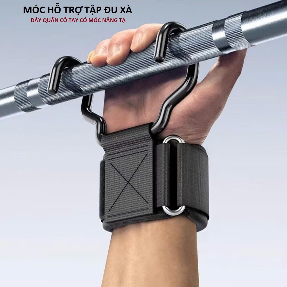 Quấn Cổ Tay Tập Gym, Quấn Cổ Tay Có Móc Bản Rộng Cho Nam Nữ Tập Tạ Xà Đơn (Móc Chắc Chắn)