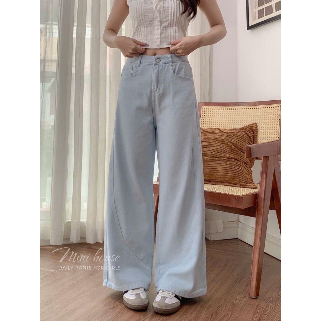 𝐌𝐢𝐧𝐢 𝐇𝐨𝐮𝐬𝐞 - Quần ống rộng nữ kaki màu XANH PASTEL phối đồ mùa hè Woman Pants MINI32 XANH | BigBuy360 - bigbuy360.vn