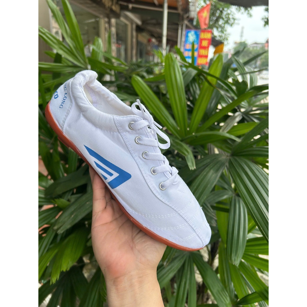 Giày Bóng Đá Chính Hãng Thăng Long Thashoco, Giày đinh Vải Màu Trắng khâu đế