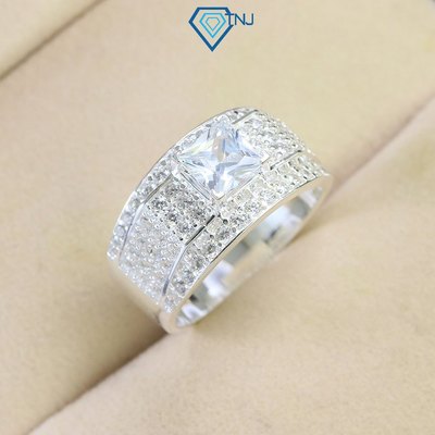 Nhẫn nam bạc mặt đính đá vuông cao cấp sang trọng NNA0653 - Trang Sức TNJ