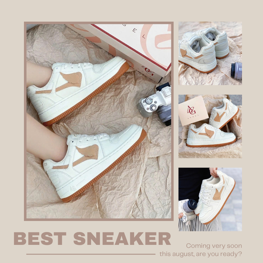 Giày Thể Thao Angel Nam Nữ, Giày Sneaker AG Eyes Kem Cổ Thấp Dễ Phố Đồ Full Box Bill Phụ Kiện - AG02