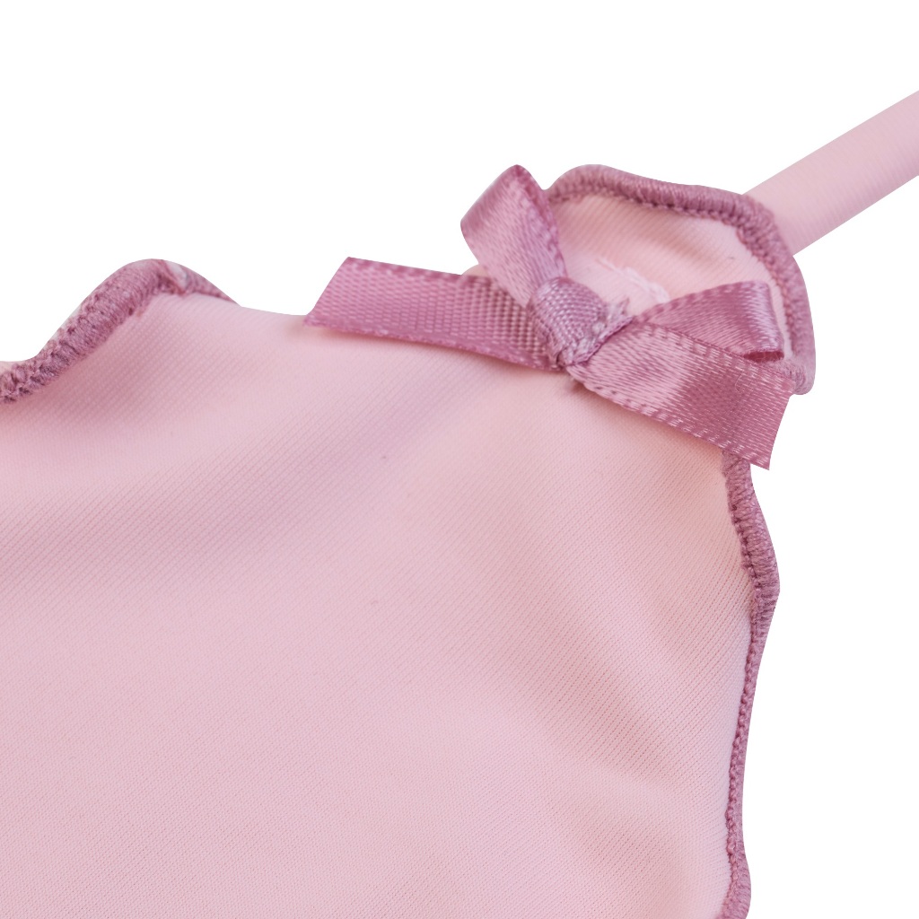 Bikini 2 Mảnh Thiết Kế Nhún Bèo Phối Nơ Hồng - Brand TSUN Chính Hãng - Pink Aura Bikini Nữ | BigBuy360 - bigbuy360.vn