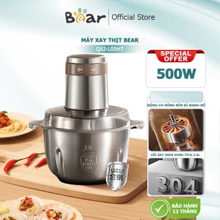  Máy xay thịt Bear QSJ-L05H7 cối INOX 2.6L CAO CẤP Máy xay thực phẩm đa năng động cơ mạnh mẽ 500W xay rau củ sinh tố 