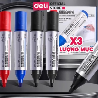 Bút Lông Bảng Xóa Được Deli Nét 2.0mm Mực Xanh Đỏ Đen Không Độc Hại Bơm Mực Dễ Dàng