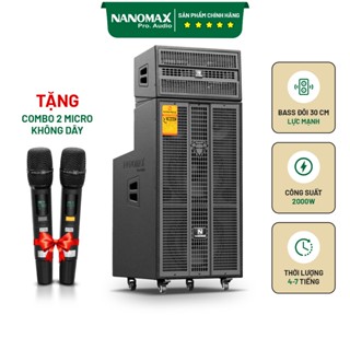  Loa Kéo Bình Bass Đôi Nanomax Pro-12D 2000w Bass 30cm x2 Karaoke Bluetooth 