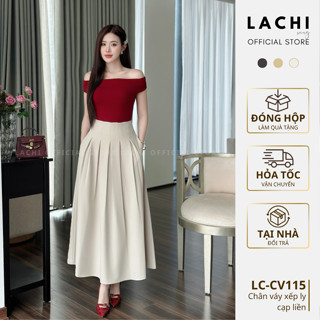  Chân váy xòe xếp ly công sở LACHI dáng dài cạp liền che giấu bụng tôn dáng Hàn Quốc bigsize LC-CV115 