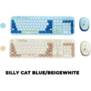  Bộ Bàn Phím Chuột Không Dây  2.4GHz  MOFII SILLY CAT Họa Tiết Dễ Thương- Chính Hãng 