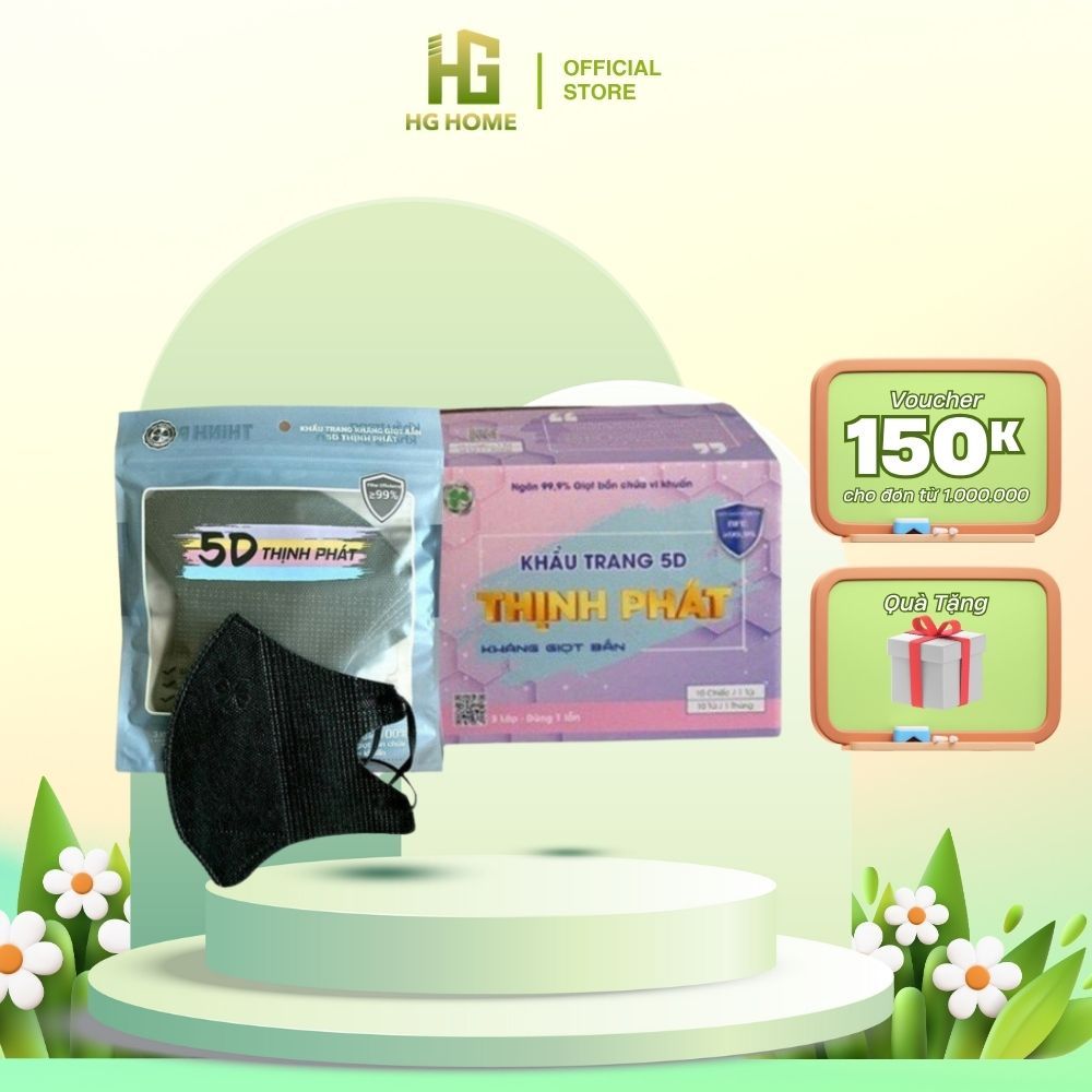 Hộp 100 Chiếc khẩu trang chống bụi 5D Thịnh Phát 3 Lớp diệt khuẩn [ sản phẩm chính hãng ]