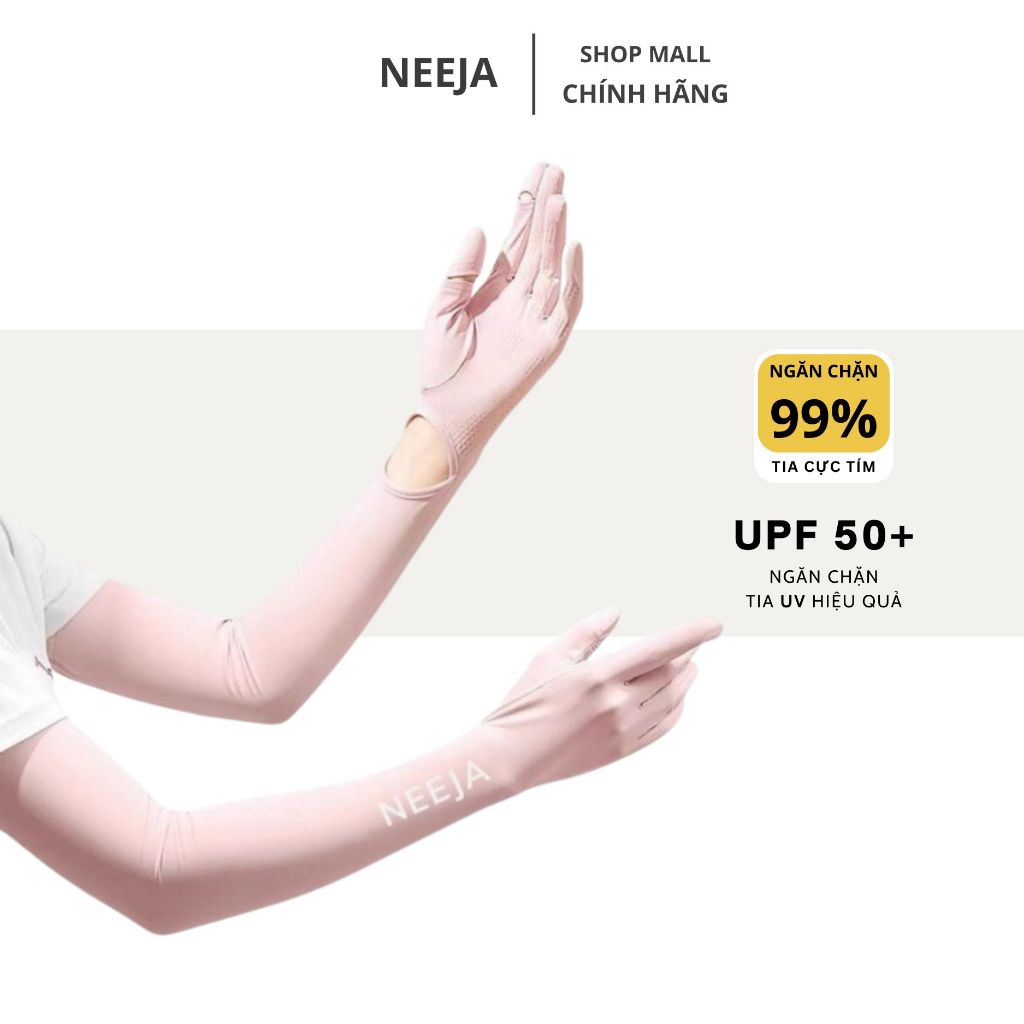 Găng Tay Dài Chống Nắng NEEJA Chất Liệu Thun Lạnh Co Giãn Thoáng Mát