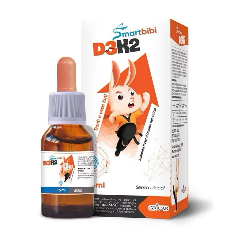 Vitamin D3 K2 Hỗ Trợ Tăng Chiều Cao Cho Bé Smartbibi D3K2 Emuldrop Hấp Thu Tốt Hơn Vóc Dáng Cao Hơn Chai 15ml