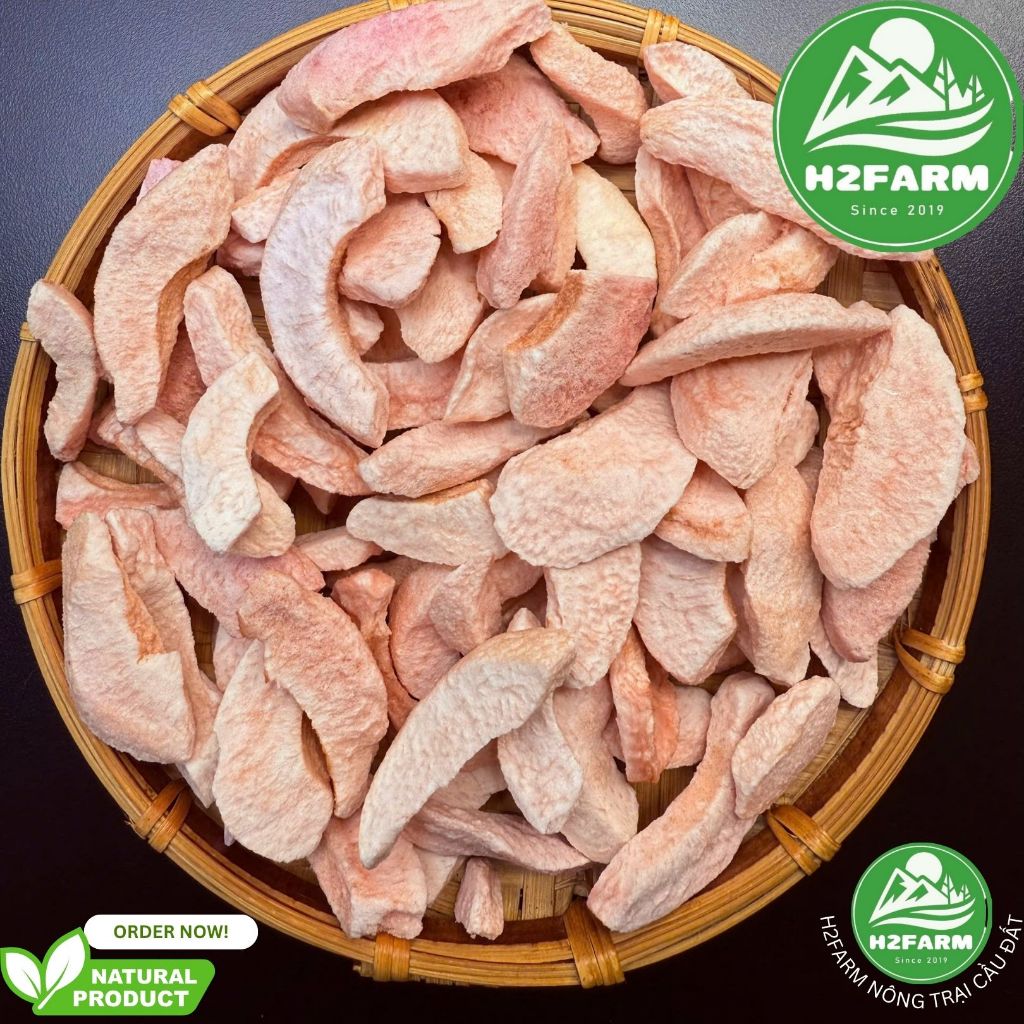 Đào Hồng Sấy Thăng Hoa - H2farm - Ăn Vặt Food - Snack Food - Thơm Ngon - Giòn Tan