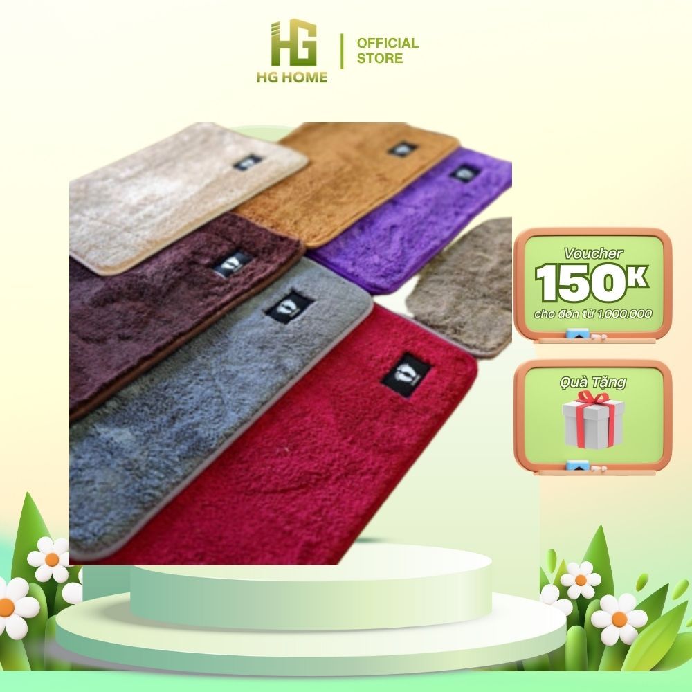 Thảm lau chân HGHOME hình chữ nhật chất liệu len mềm mịn dày dặn chống trơn trượt [ Hàng Cao Cấp ]