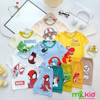 Bộ Áo Ngắn Quần Ngắn in hình siêu Nhân Người nhện cho bé Trai 9-30KG Bộ Cộc Tay Thun Lạnh Mềm Mát