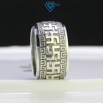 Nhẫn nam bạc chữ Vạn bản lớn xi thái cao cấp NNA0658 - Trang Sức TNJ