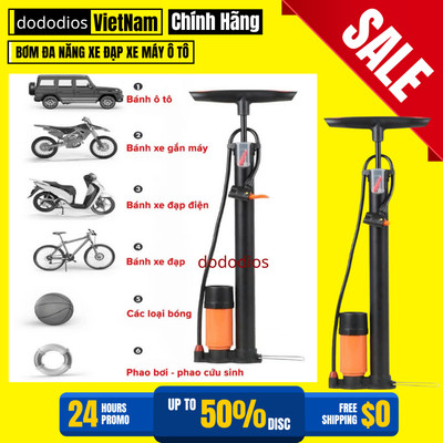 Bơm xe đạp dùng tay nhỏ gọn có đầu bơm xe máy - Hàng chính hãng dododios